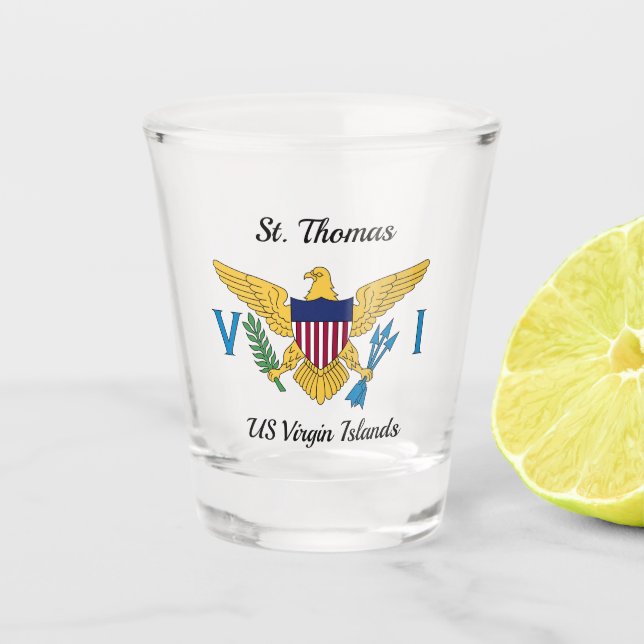 US Virgin Islands Flag St. Thomas USVI Tropical   Shot Glass (Front)