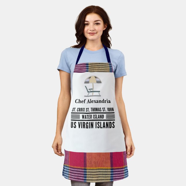 US Virgin Islands Madras Caribbean Personalise Apron (Worn)