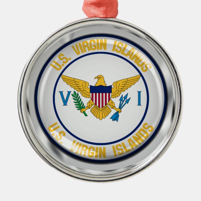 US Virgin Islands Round Emblem Metal Tree Decoration (Front)