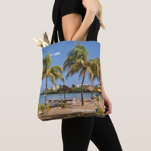 US Virgin Islands St. Croix Beach Palms Tropical  Tote Bag (Close Up)