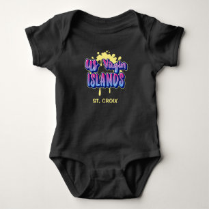 US Virgin Islands St. Croix USVI Artsy Caribbean Baby Bodysuit