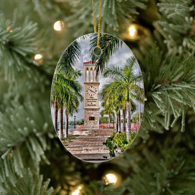US Virgin Islands St. Croix USVI Clock Tower  Ceramic Tree Decoration (Tree)