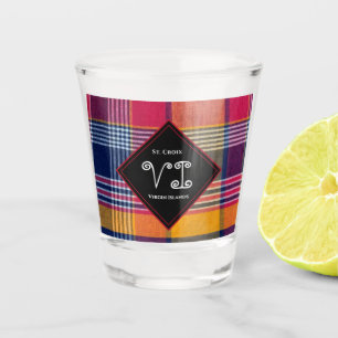 US Virgin Islands St. Croix USVI Madras Pattern Shot Glass