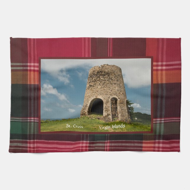 US Virgin Islands St. Croix USVI Sugar Mill Tea Towel (Horizontal)