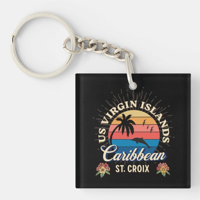 US Virgin Islands St. Croix USVI Tropical  Key Ring (Front)