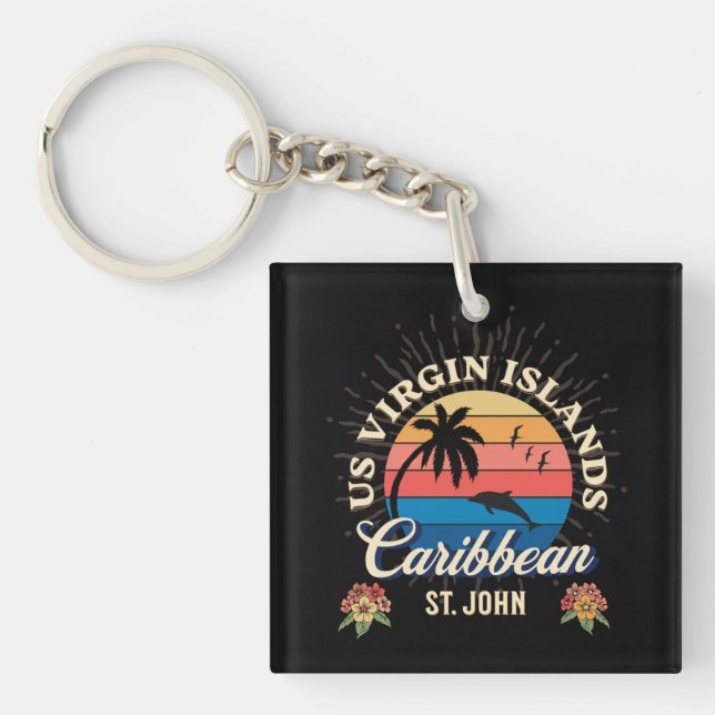 US Virgin Islands St. John USVI Tropical  Key Ring (Front)