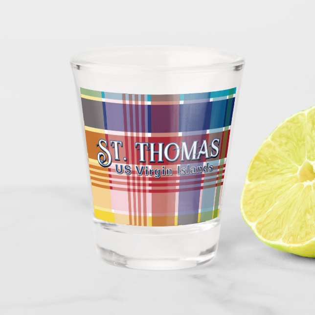 US Virgin Islands St. Thomas  Madras USVI Shot Glass (Front)