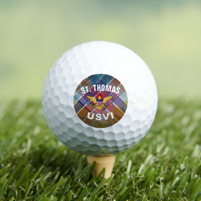 US Virgin Islands St. Thomas USVI Madras Caribbean Golf Balls (Insitu Tee)