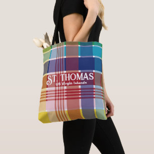 US Virgin Islands St. Thomas USVI Madras Tote Bag