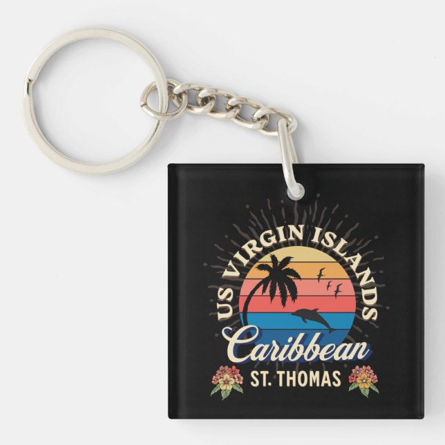 US Virgin Islands St. Thomas USVI Tropical Key Ring (Front)