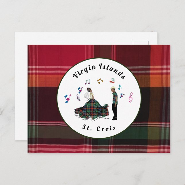 US Virgin Islands USVI Madras St. Croix Dancers Postcard (Front/Back)