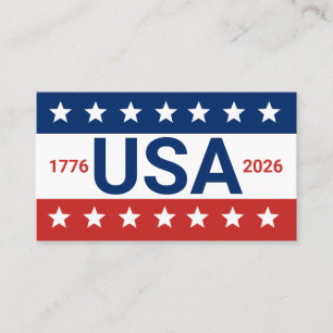 USA 1776 2026 250th Anniversary Red White Blue Business Card
