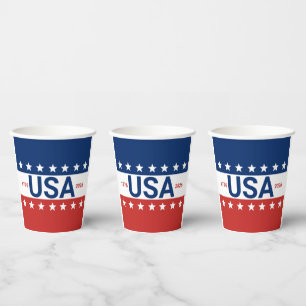 USA 1776 2026 250th Anniversary Red White Blue Paper Cups