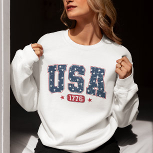 USA 1776" 4th of July – Navy Blue & Red Tones 4th Sweatshirt