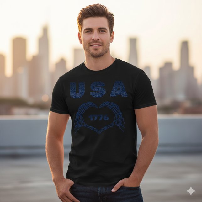 USA 1776 Skeleton Heart Hands Patriotic Maze Tee (Creator Uploaded)