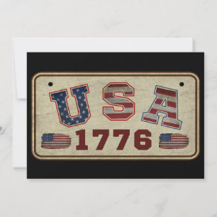 USA 1776 Vintage American Flag Invitation
