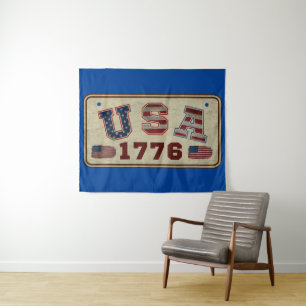 USA 1776 Vintage American Flag Tapestry