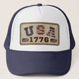 USA 1776 Vintage American Flag Trucker Hat