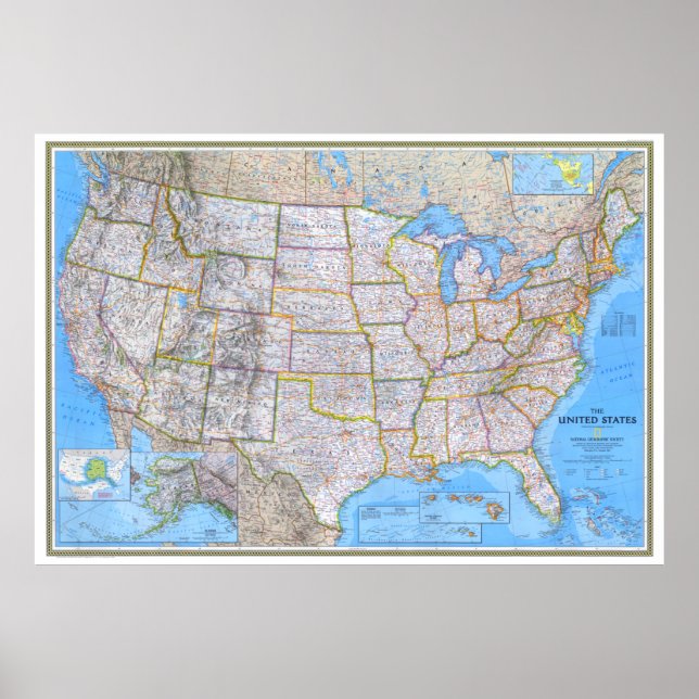 " USA: 1993/today - Detailed MAP ... Poster (Front)