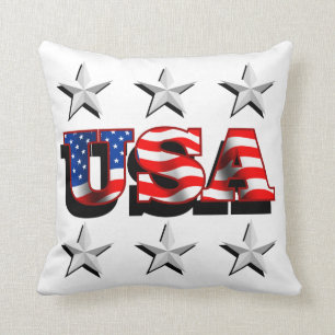 USA 1 with Stars Throw Pillow