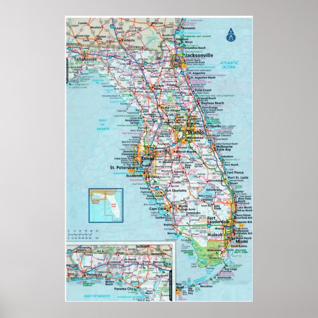 " USA: 2015/heute Florida - Detaillierte Landkarte Poster (Front)