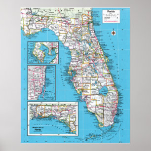 " USA: 2015/today Florida - Detailed map Poster