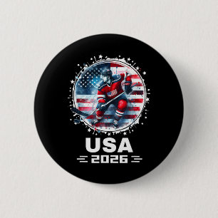 Usa 2026 Hockey American Flag Women Men Kids Hocke 6 Cm Round Badge