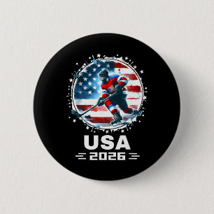 Usa 2026 Hockey American Flag Women Men Kids Hocke 6 Cm Round Badge