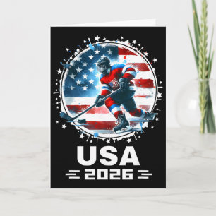 Usa 2026 Hockey American Flag Women Men Kids Hocke Card