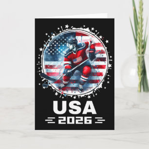 Usa 2026 Hockey American Flag Women Men Kids Hocke Card