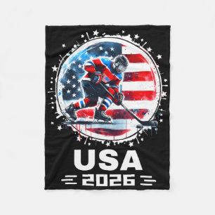Usa 2026 Hockey Shirt For Men Women Kids Hockey 20 Fleece Blanket