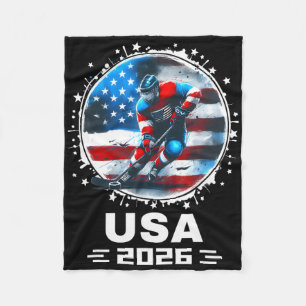 Usa 2026 United States American Flag Hockey Usa  Fleece Blanket