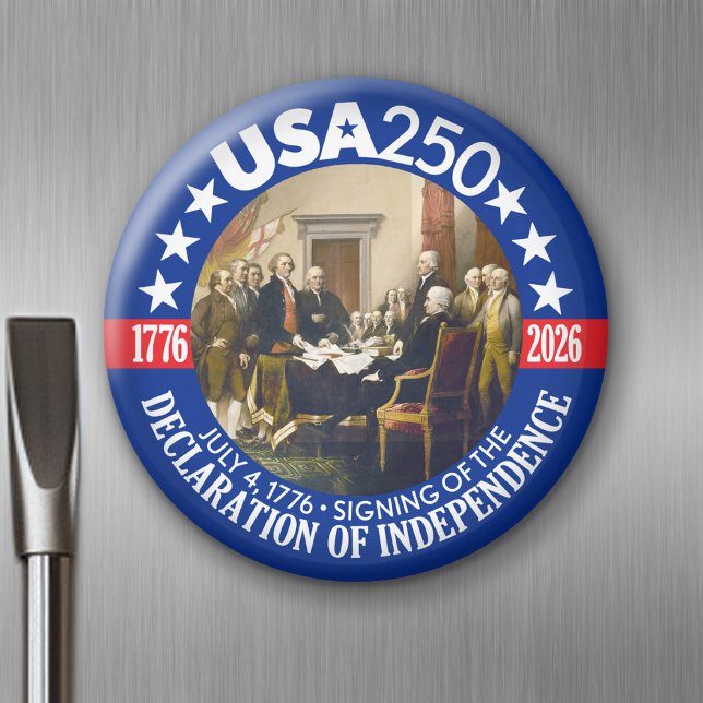 USA 250 - 1776-2026 - Declaration of Independence Magnet (USA 250 - Celebrate America - American Revolution 250 Magnet)