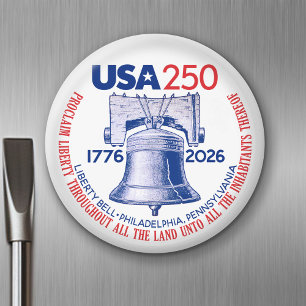USA 250 - 1776-2026 - Liberty Bell Red White Blue Magnet