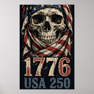 USA 250 1776 Skull Vintage Poster