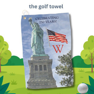 USA 250 American Flag Statue of Liberty Monogram Golf Towel