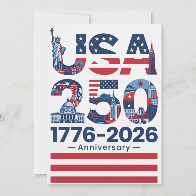 USA 250 Anniversary Patriotic American History Holiday Card (Front)