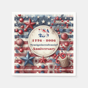 USA 250 Anniversary Semiquincentennial Star Stripe Napkin