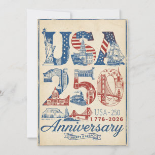 USA 250 Anniversary Vintage retro Americana Holiday Card