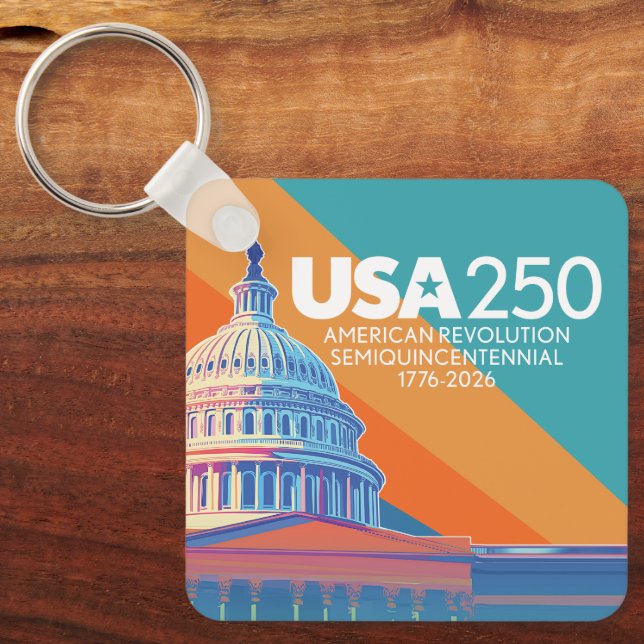 USA 250 Birthday Capital - America Celebration Key Ring (Front)