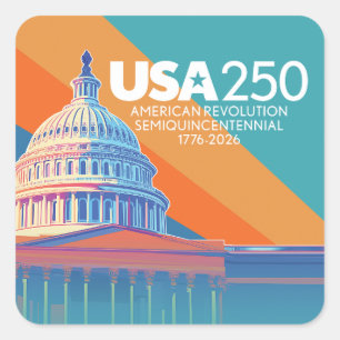 USA 250 Birthday Capital - America Celebration Square Sticker