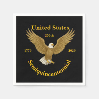 USA 250 Black Elegant Paper Cocktail Napkins