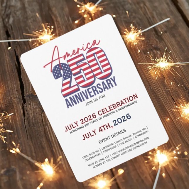 USA 250 celebration. Anniversary Party Invitation (Creator Uploaded)