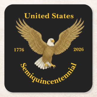 USA 250 Elegant Black Paper Coasters