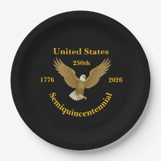 USA 250 Elegant Black Paper Plates