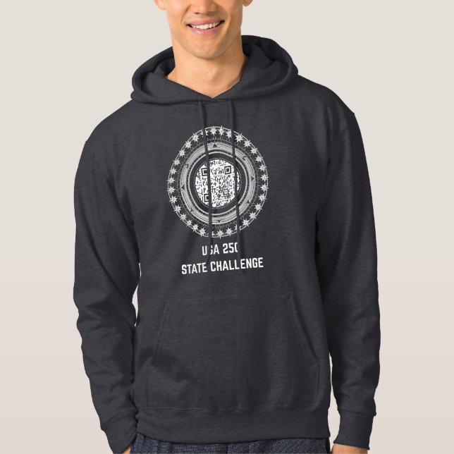 USA 250 Interactive State Challenge Denim Jacket Hoodie (Front)