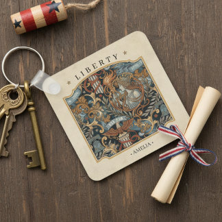 USA 250 Liberty Art Nouveau Pattern Border ID1302 Key Ring