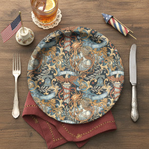 USA 250 Liberty Art Nouveau Pattern ID1302 Paper Plate