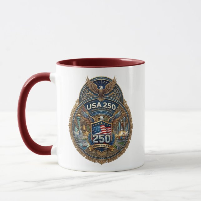 USA 250 Mug - 250th Anniversary Commemorative Gift (Left)