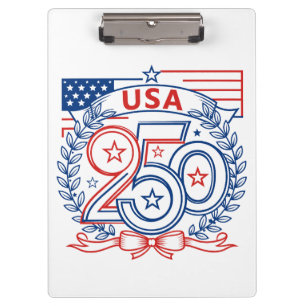 USA 250 Patriotic Anniversary Emblem Design Clipboard